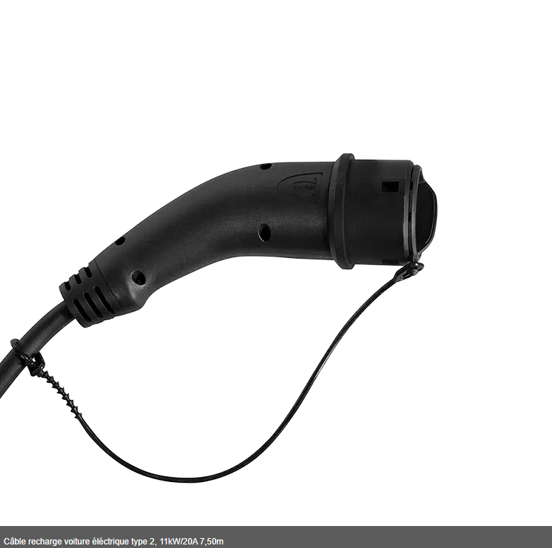 Câble recharge voiture éléctrique type 2, 11kW/20A 7,50m