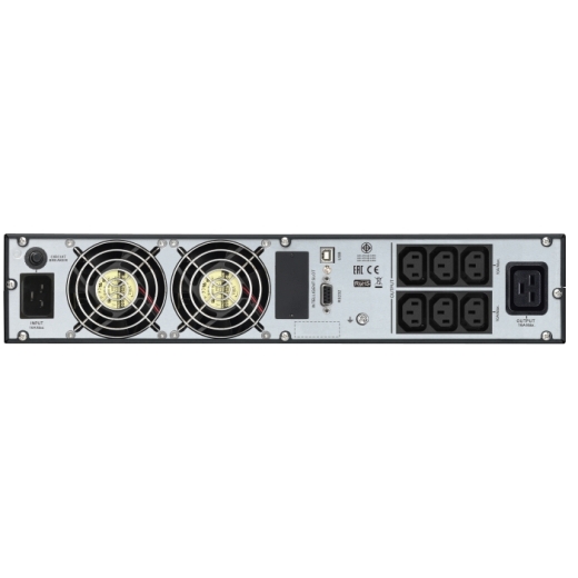Onduleur APC Easy UPS On-Line, 3 kVA/2 400 W, montage en rack 2U, 230 V, 6 prises IEC C13 + 1 prise IEC C19, emplacement pour carte intelligente, écran LCD, sans kit de rails