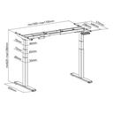 Pied de bureau réglable électriquement, pieds télescopiques triples, 2 moteurs, noir 