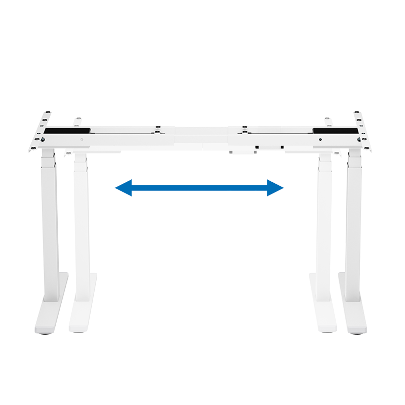 Pied de bureau réglable électriquement, pieds télescopiques triples, 2 moteurs, blanc 