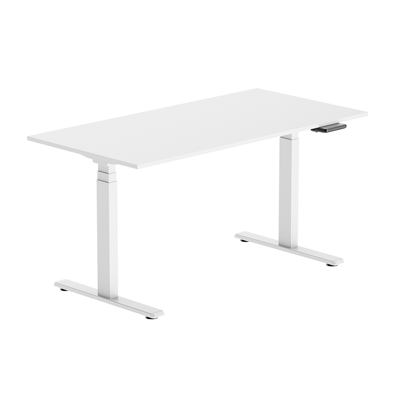 Pied de bureau réglable électriquement, pieds télescopiques triples, 2 moteurs, blanc 