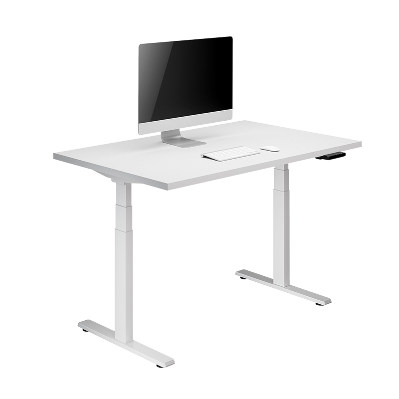 Pied de bureau réglable électriquement, pieds télescopiques triples, 2 moteurs, blanc 