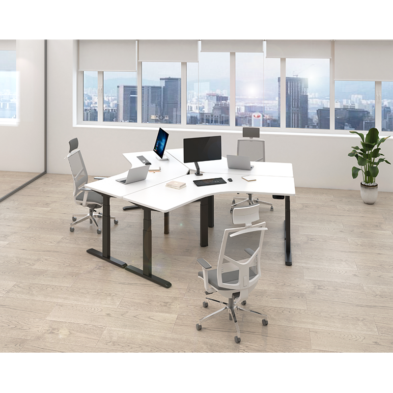 Structure de bureau assis-debout réglable électriquement, 3 moteurs, incliné à 120° 