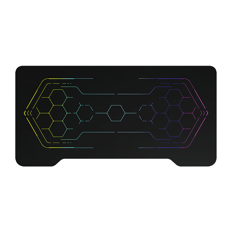 Bureau Gamer avec éclairage RVB, motif géo-nid d'abeille 