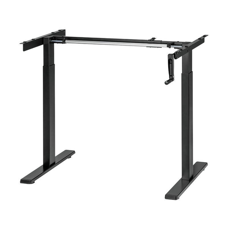 Structure de bureau assis-debout à réglage manuel, pieds télescopiques en 2 parties, noir 
