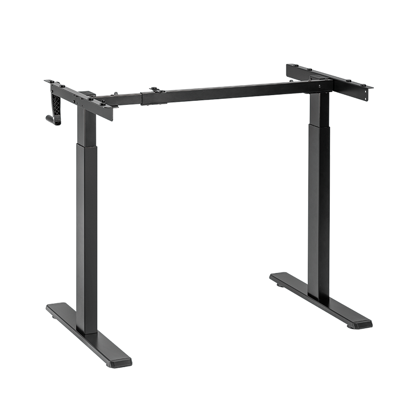 Structure de bureau assis-debout à réglage manuel, pieds télescopiques en 2 parties, noir 