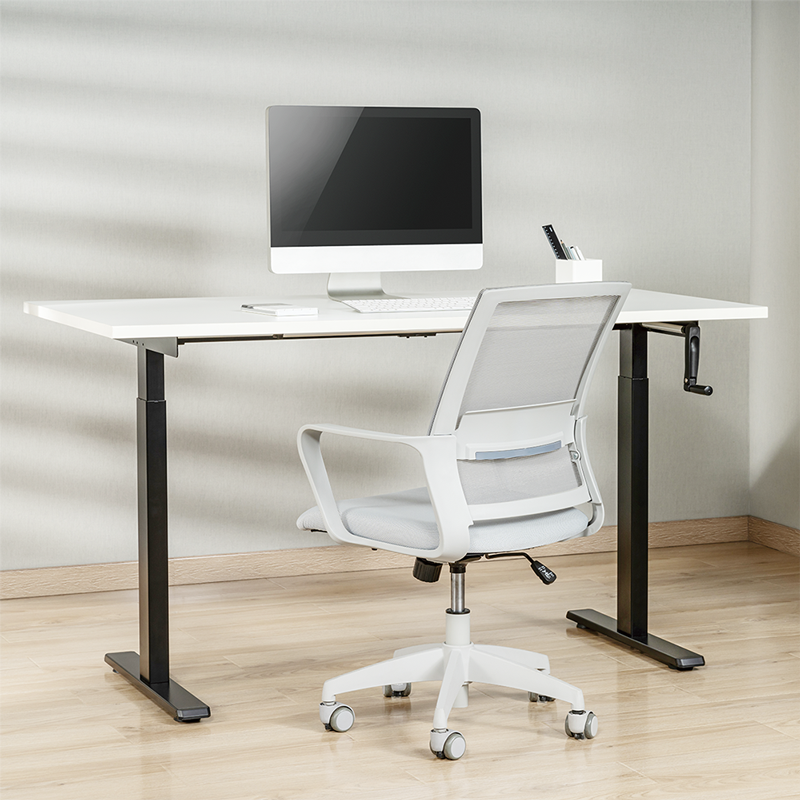 Structure de bureau assis-debout à réglage manuel, pieds télescopiques en 2 parties, noir 