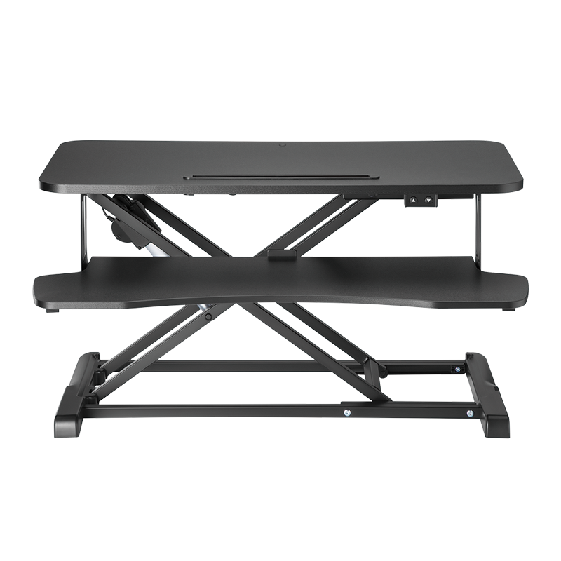 Convertisseur de bureau assis/debout avec plateau pour clavier, jusqu'à 20 kg, réglable électriquement, noir 