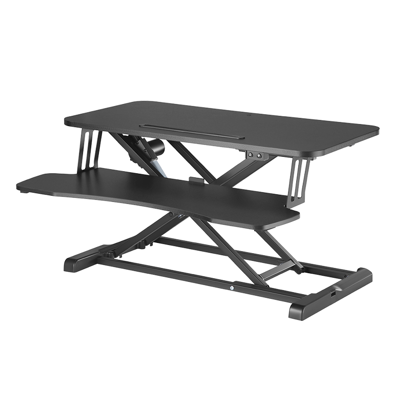 Convertisseur de bureau assis/debout avec plateau pour clavier, jusqu'à 20 kg, réglable électriquement, noir 