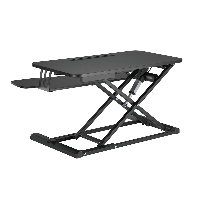 Convertisseur de bureau assis/debout avec plateau pour clavier, jusqu'à 20 kg, réglable électriquement, noir 