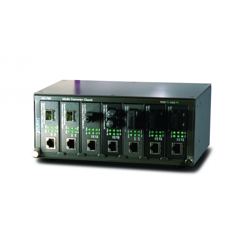[1102000] Planet MC-700 chassis 10" 2U 7 slot convertisseur fibre
