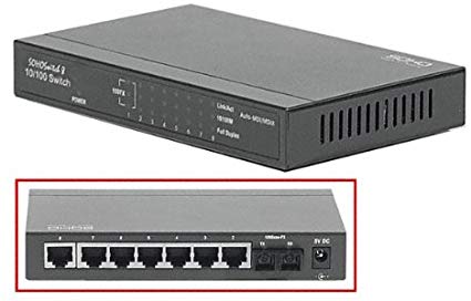 Convertisseur fibre optique + Switch 10/100 - 7 x RJ45