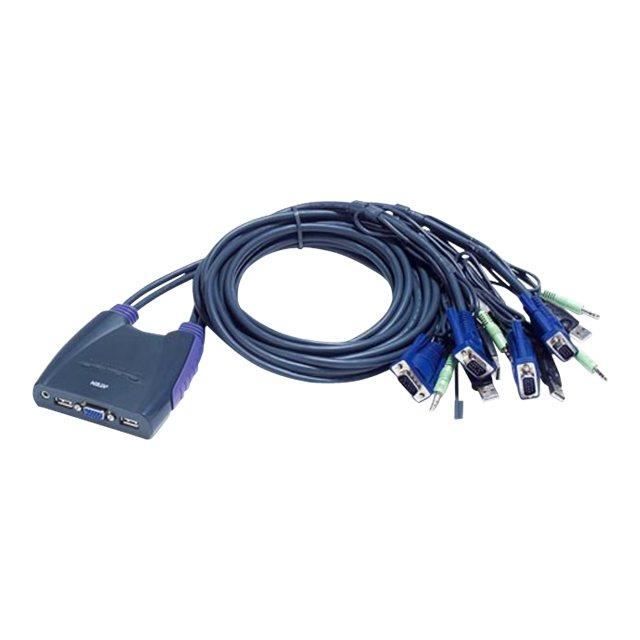 Aten CS64U Mini-switch KVM 4 ports USB + Audio, câbles intégrés