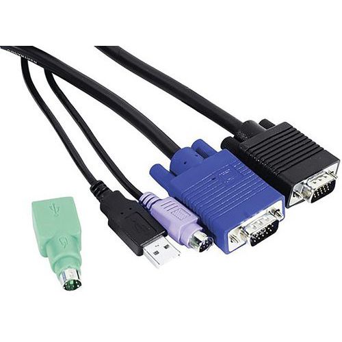 Cordon KVM combiné Type E3 Mixte USB+PS/2 - 5,00m