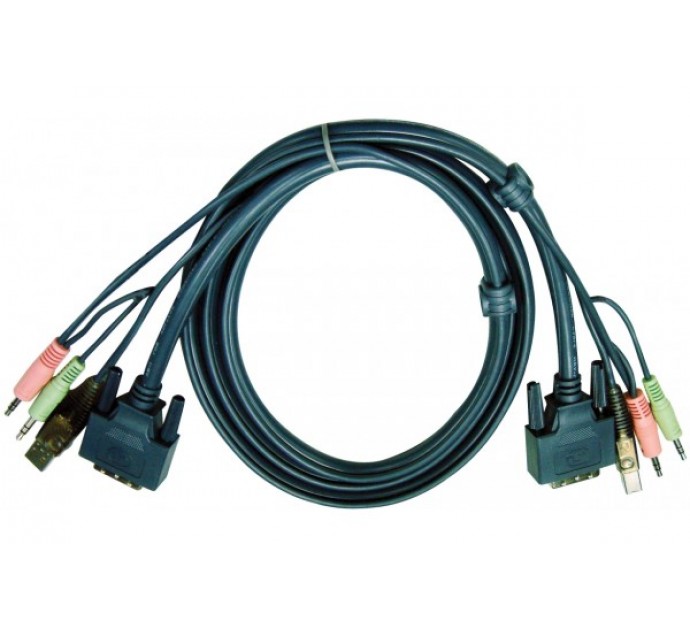 Aten 2L-7D02UD cordon KVM DVI/USB/Audio Dual Link - 1,80M