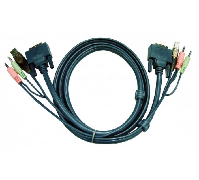 Aten 2L-7D05U cordon KVM DVI/USB/Audio - 5M