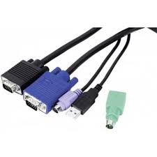 Cordon KVM combiné Type E3 Mixte USB+PS/2 - 1,80m