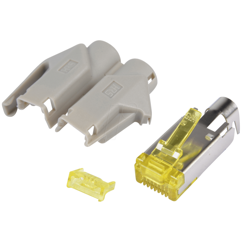 [1402014] Connecteur RJ45 Cat6a blindé, Hirose, avec manchon gris