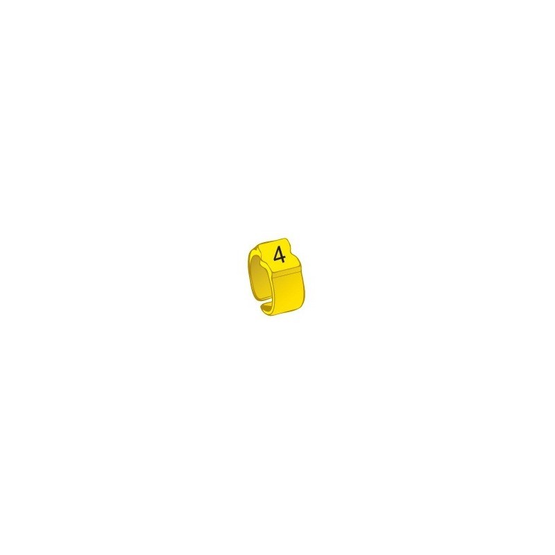 Bague de repérage "4" jaune - 100pcs