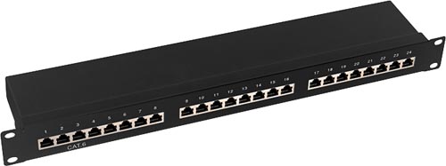 Platine 24 ports Cat.6 blindés Noir NP0055
