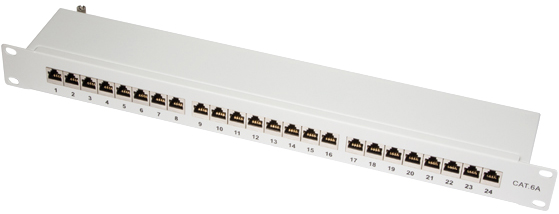 [1406007] Platine 24 ports RJ45 Cat.6a blindés Gris