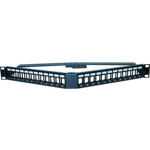 [1406020] Panneau 1U angulaire 24 ports UTP keystone avec supp cables