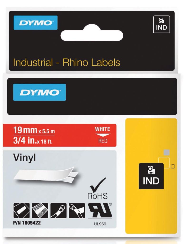 Ruban vinyle noir/orange 19MM x 5,5M pour rhinopro