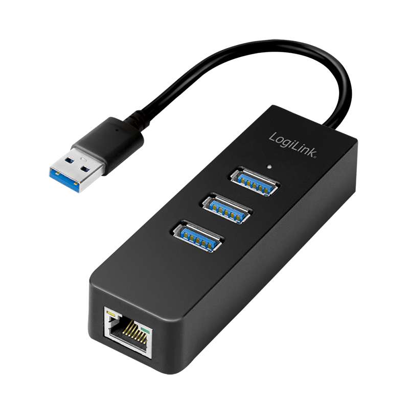 [1101801] Convertisseur USB3.0 / RJ45 Gigabit + Hub 3 ports USB3.0 - UA0173A