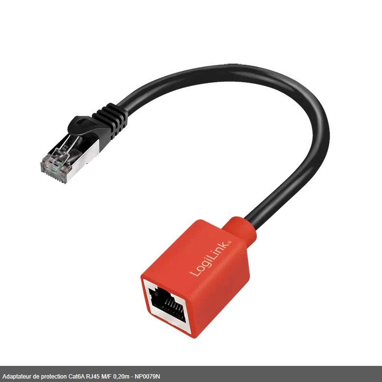 Adaptateur de protection Cat6A RJ45 M/F 0,20m - NP0079N