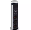 Bloc escamotable 3 prises + 2 USB 2,1A