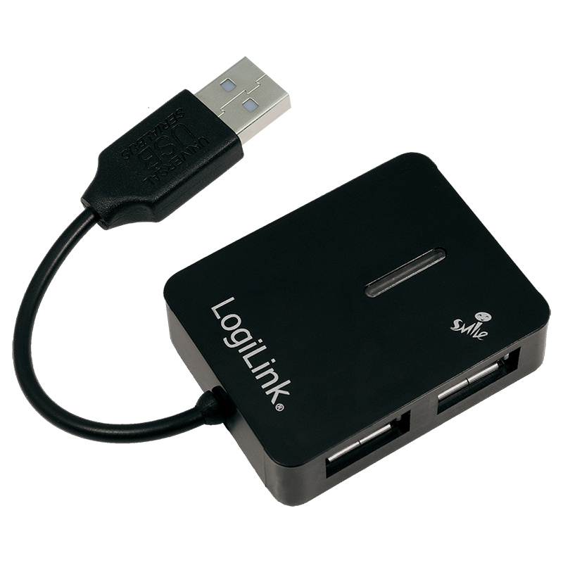 [1207309] Mini Hub USB2.0, 4 ports auto-alimenté Noir - UA0139