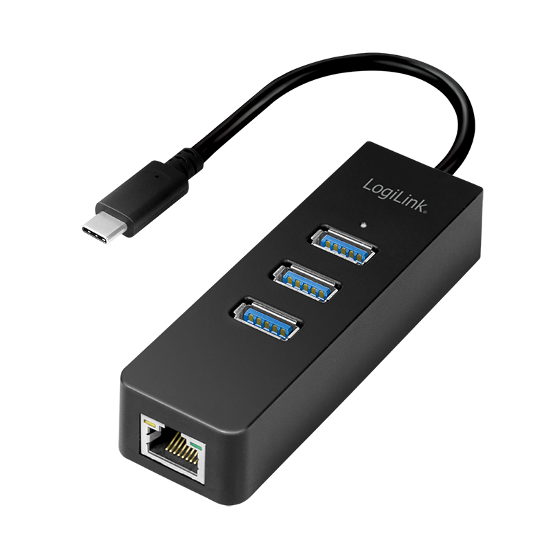 [1207551] Convertisseur USB-C 3.1 / RJ45 Gigabit + Hub 3 ports USB3.0 - UA0283
