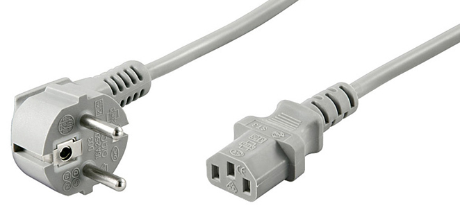 Cordon secteur C13 Gris droit 1,80m 