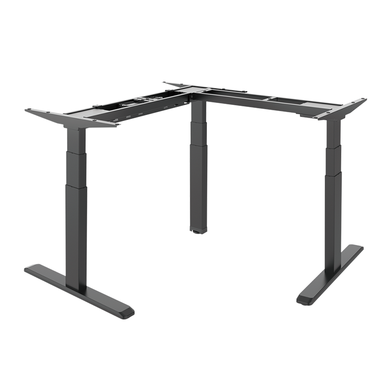 [1851015] Structure de bureau assis-debout à réglage électrique, 3 moteurs, forme en L à 90° 