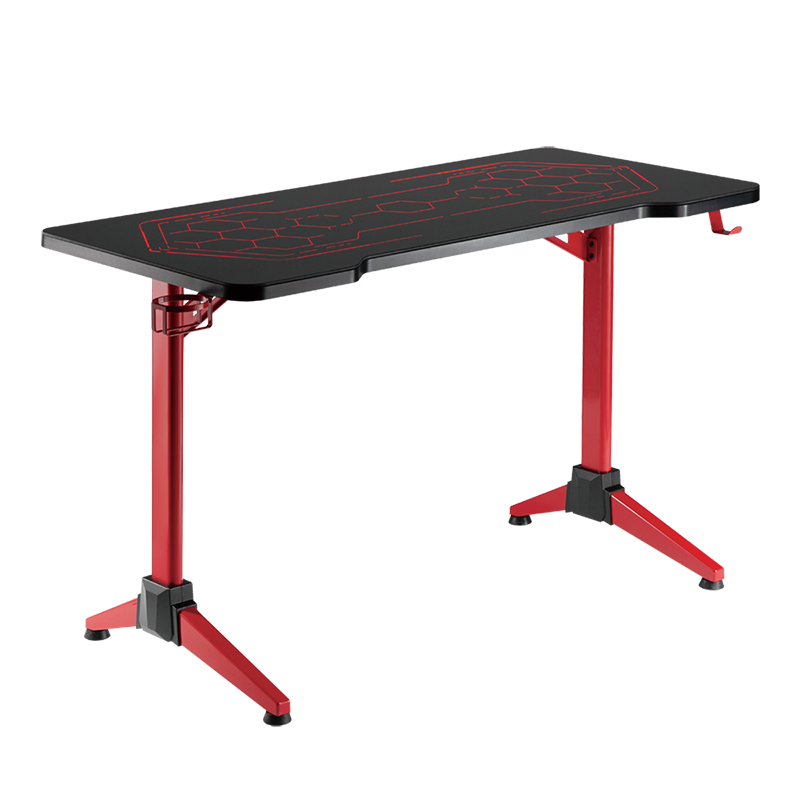 Bureau Gamer avec éclairage RVB, motif géo-nid d'abeille 
