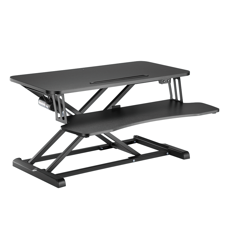 Convertisseur de bureau assis/debout avec plateau pour clavier, jusqu'à 20 kg, réglable électriquement, noir 