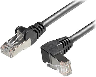 Cordon RJ45 Cat6A S/FTP Coudé Gauche 5,00m - Gris