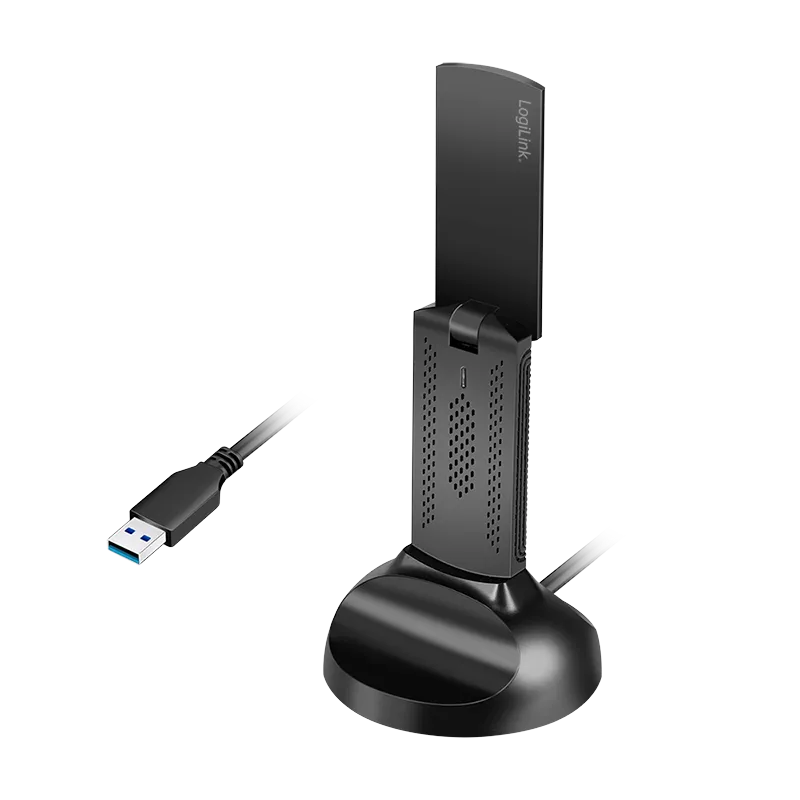 [1104344] Adaptateur USB Wi-Fi 6E avec support magnétique, 5,8 GHz, WPA/WPA2, WPA3, 5 W, LED, noir