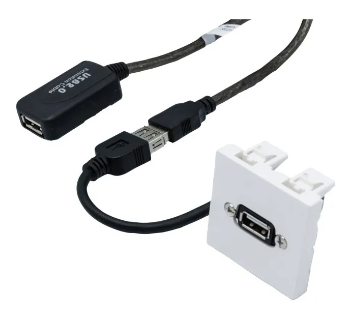 [1402134] Plastron 45 x 45 avec câble USB amplifié coudé - 10 m