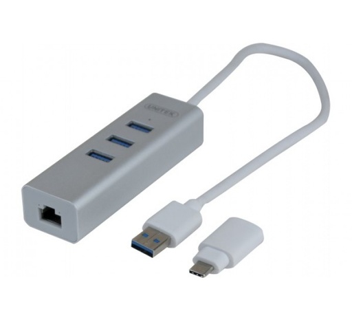 [1101521] Adaptateur USB 3.0 métal Gigabit + Convert. USB Type C