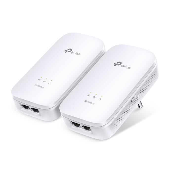 TP-Link AV2000 Powerline Kit 2 Porte Gigabit Con Presa Passante, Adattatori PLC 2000 Mbps Per Gaming E Streaming 4K, Plug & Play, 3 Anni Garanzia
