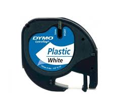 [1407503] Ruban plastique dymo noir/blanc 12MM pour letratag