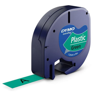 [1407508] Ruban plastique dymo noir/vert 12MM pour letratag