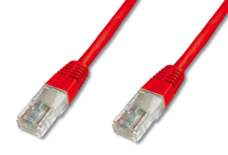 [1203080] Cordon non blindé RJ45 CAT.6 UTP 1,00m Rouge