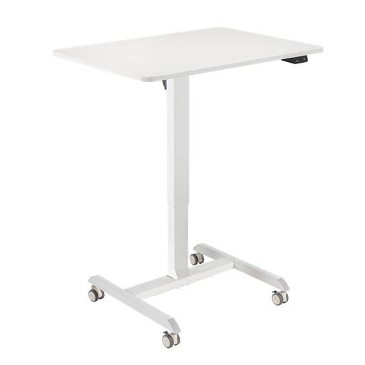 [1851018] Poste de travail assis-debout à réglage électrique, 1 moteur, enroulable, blanc 