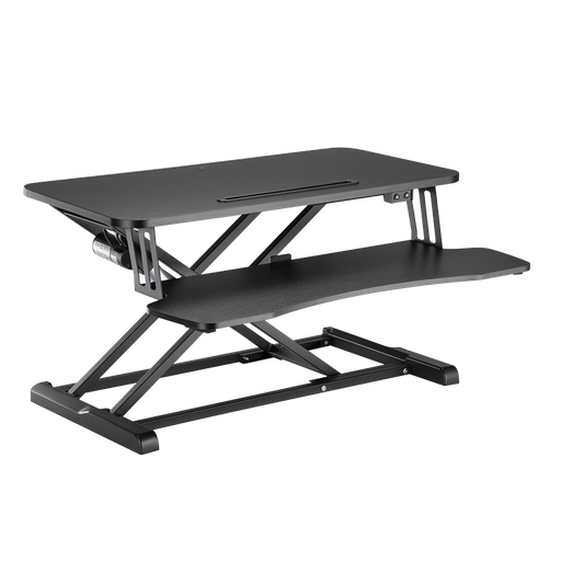 [1851027] Convertisseur de bureau assis/debout avec plateau pour clavier, jusqu'à 20 kg, réglable électriquement, noir 